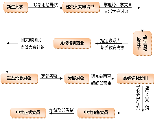 圆角矩形:确定为积极分子,文本框:履行入党手续,文本框:公司党委审批